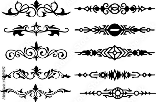 New Decorative Borders set in vintage style. Suitable for designing such as manuscript and certificate document elements. Art creative stylish paragraph or page text dividers in HD resolution.