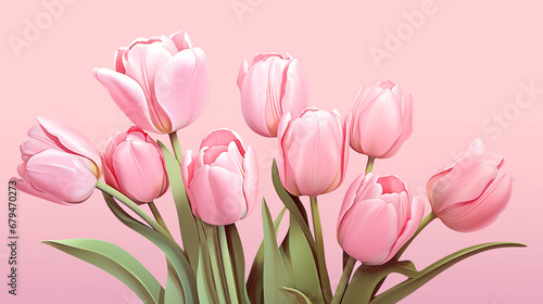 A bunch of tulip flowers on a tub  pastel color background 