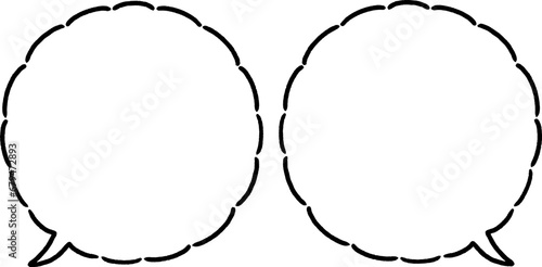 シンプルな線画の手書き風の雲型の吹き出し