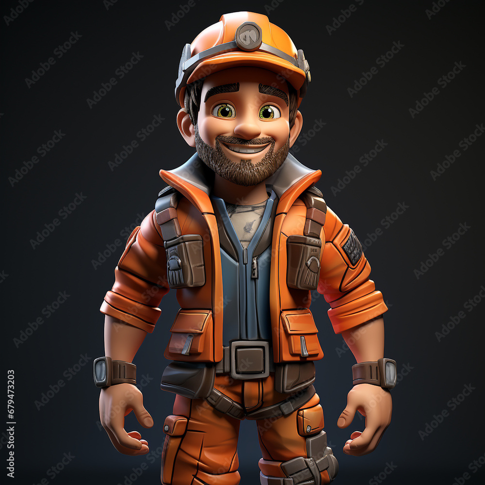 3D cartoon of a construction worker 3D cartoon of a construction worker