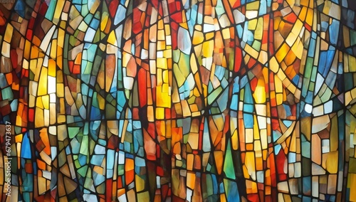 Colorful stained glass window background,  Colorful stained-glass window photo