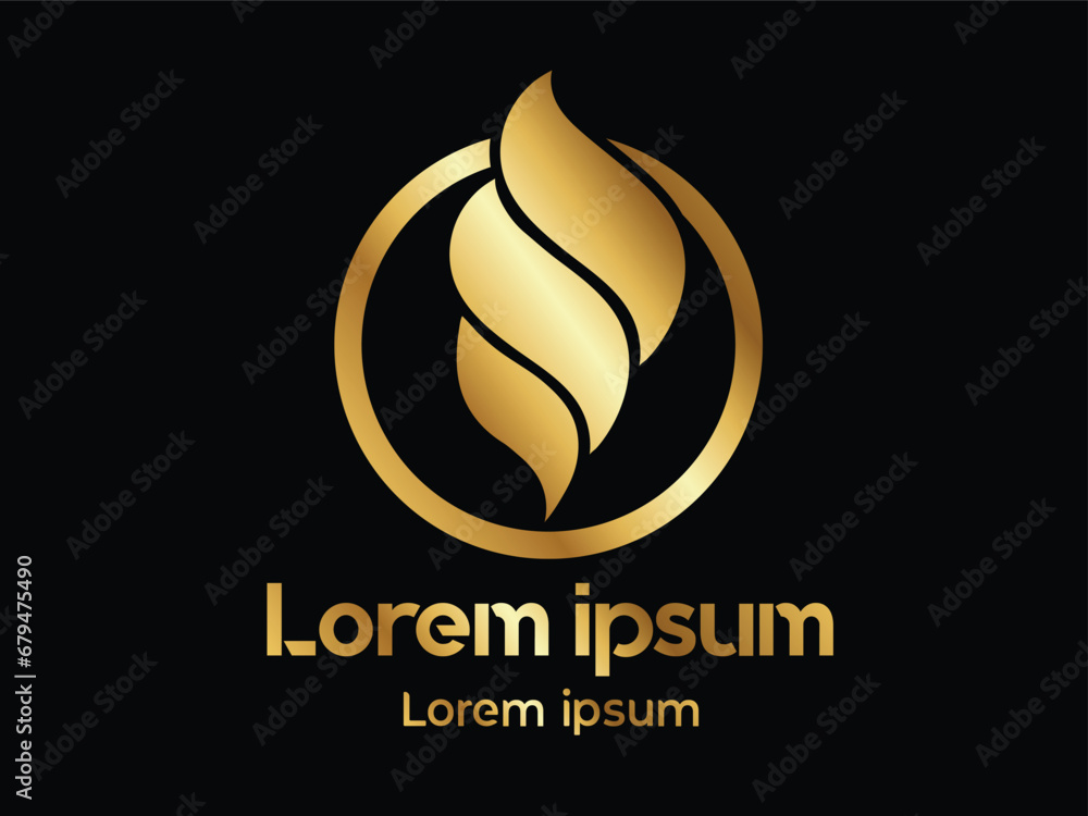 Fototapeta premium vector golden bird logo design Golden logo on black background for company or organization. feather logo