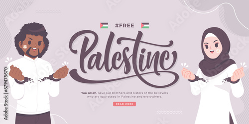 free palestine lettering illustration banner