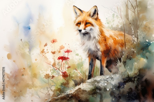 watercolor Fox Hand painted Watercolor illustration of Fox