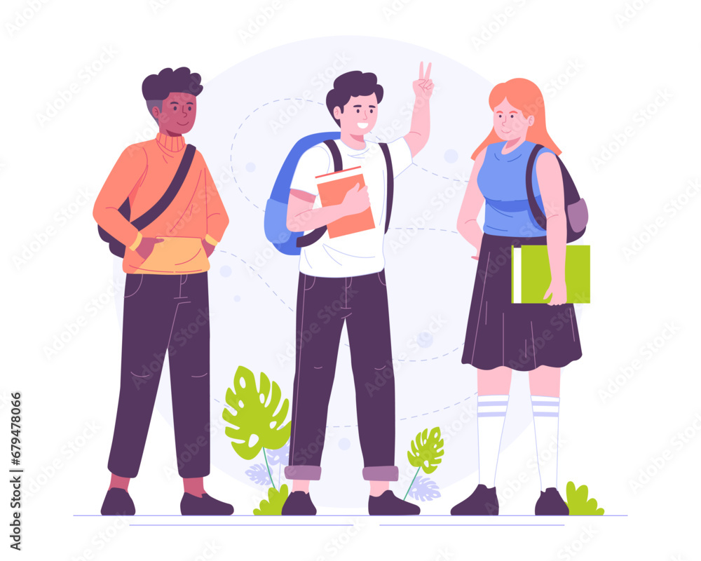 Illustrations of male and female students