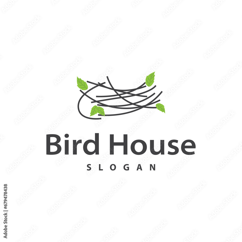 Bird Nest Logo, Bird House Shelter Vector, Modern Line Vintage Design Minimalist Style Symbol Template Bird Nest Logo, Bird House Shelter Vector, Modern Line Vintage Design Minimalist Style Symbol Template
