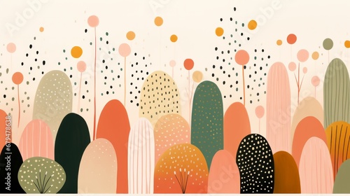 Abstract colorful background with shapes. Mid-century modern.