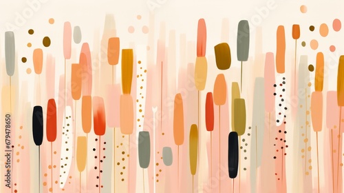 Abstract colorful background with shapes. Mid-century modern.