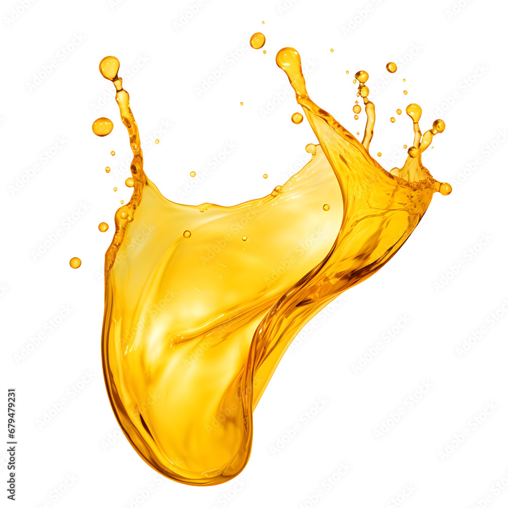 Fototapeta premium yellow liquid splash isolated on transparent background - design element PNG cutout