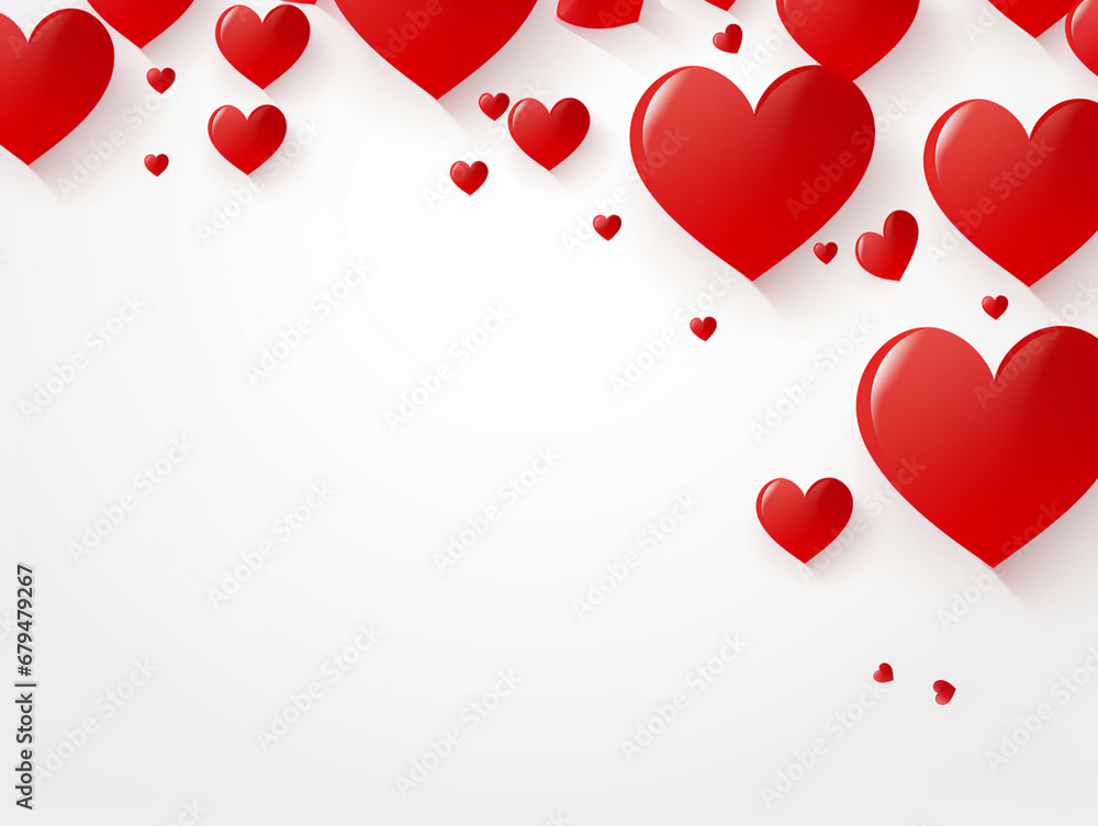 Valentine's Day Background with 3D Red Hearts