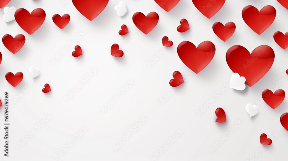 Valentine's Day Background with 3D Red Hearts