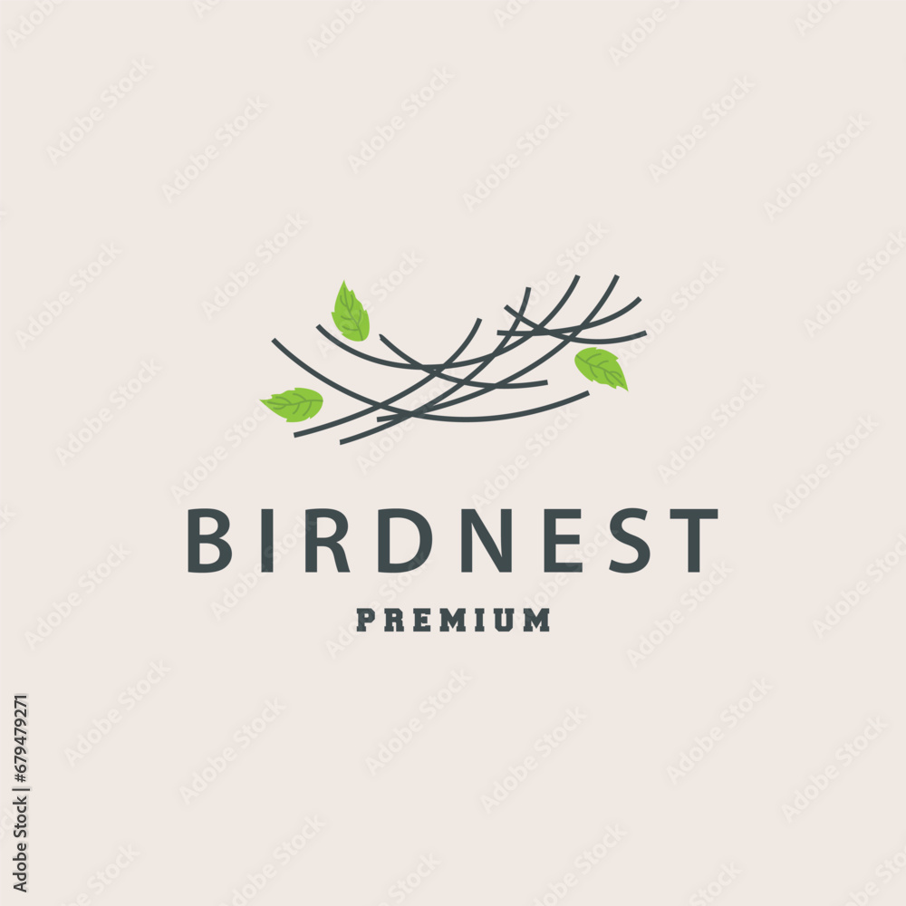 Fototapeta premium Bird Nest Logo, Bird House Shelter Vector, Modern Line Vintage Design Minimalist Style Symbol Template