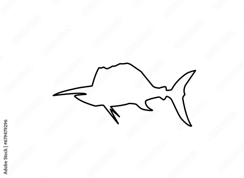 Fototapeta premium Marlin Fish Line Icon 