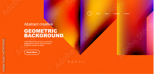 Triangles with fluid gradients, abstract landing page background. Minimal shapes composition for wallpaper, banner, background, leaflet, catalog, cover, flyer