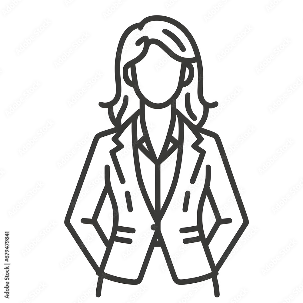 line art vector icon of a businesswoman, standing confidently in a professional outfit line art vector icon of a businesswoman, standing confidently in a professional outfit