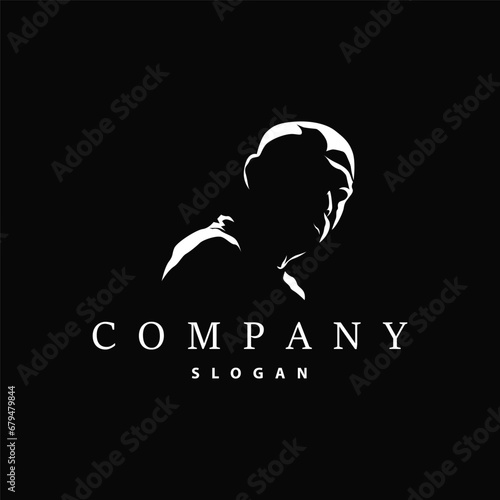 Mafia Logo, Man Silhouette Tuxedo Suit Detective Design Background With Simple Line