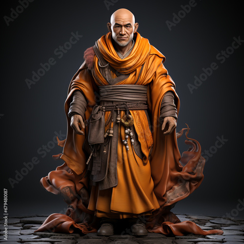 3D cartoon of a monk