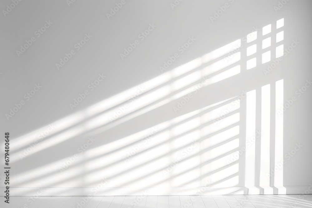 White empty wall with a shadow from window. AI generative White empty wall with a shadow from window. AI generative