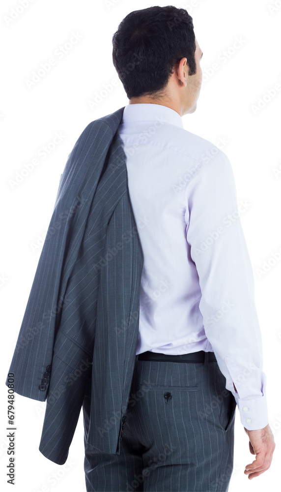 Digital png photo of back view of biracial businessman looking ahead on transparent background Digital png photo of back view of biracial businessman looking ahead on transparent background