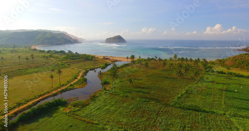 Digital png photo of beautiful river and bay on transparent background