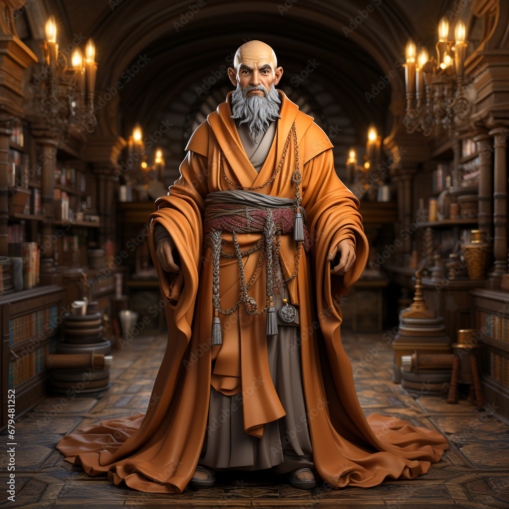 Fototapeta premium 3D cartoon of a monk