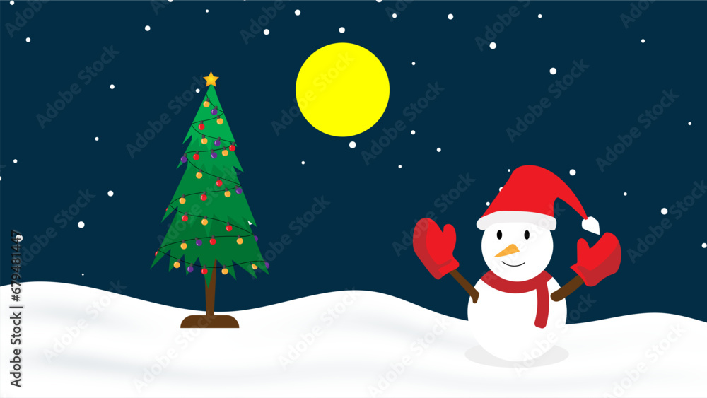 Fototapeta premium santa claus and christmas tree