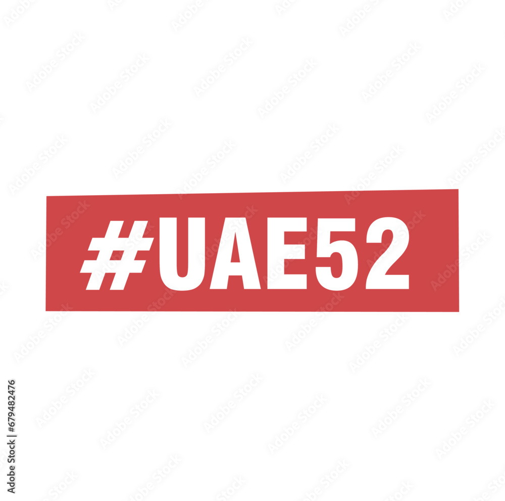 Hasthtg UAE52. United Arab Emirates 52 National Day Slogan. Vector.