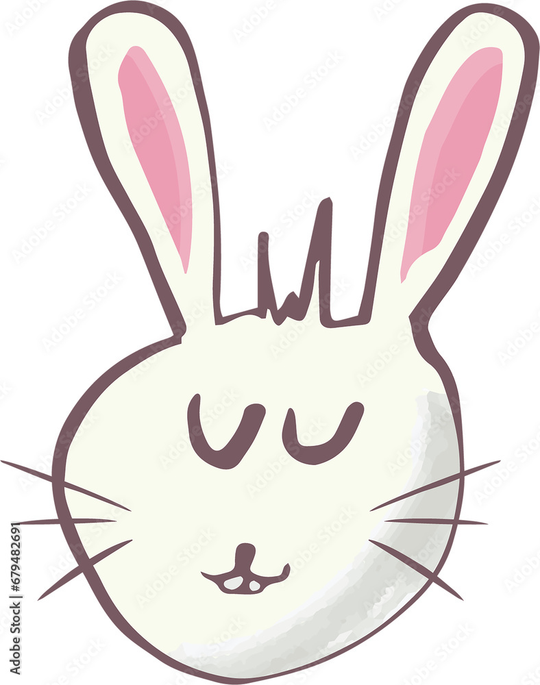 Naklejka premium Digital png illustration of rabbit face on transparent background