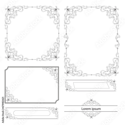 Set of Decorative vintage frames and borders set. Vector design. floral ornament. Calligraphic frame and page decoration. Vector illustration