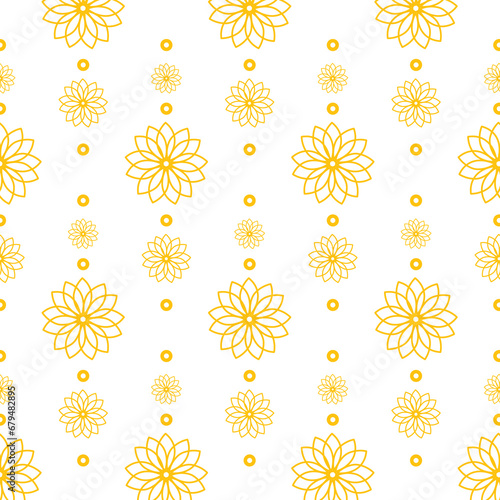 Digital png illustration of yellow pattern of repeated floral shapes on transparent background