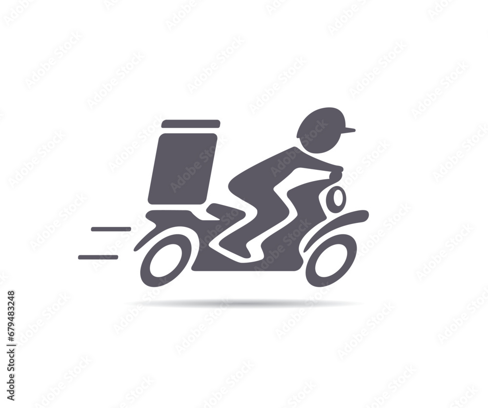 A man is riding a scooter. Delivery icon A man is riding a scooter. Delivery icon