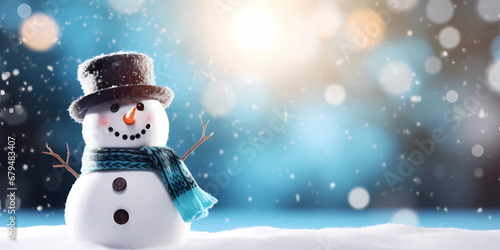 A snowman with hat and scarf on a background © Sticker Me