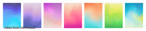 Set of Colorful Gradient Cover Designs. Abstract Fluid Background Images. Pastel Colors. Vector Illustration.