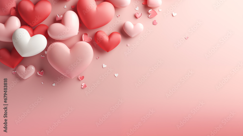 Hearts on a Pink Background Generative AI