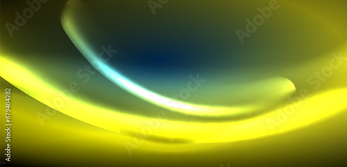 Dynamic waves in ethereal glow of neon lights. Concept merges fluidity of motion with vibrant allure of neon, crafting entrancing backdrop that embodies both vitality and futuristic sophistication