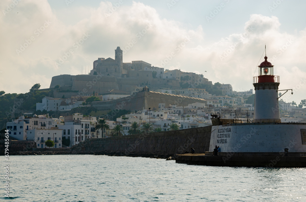 Beautiful sights in Ibiza Spain of the rugged coast, Mediterranean sea and charming architecture 