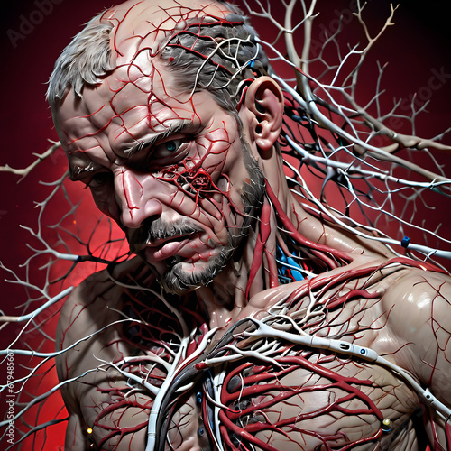 A digital illustration of a man with nerve pain.