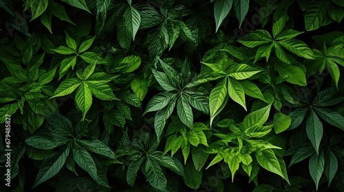Eco-friendly abstract background, lush greenery, vibrant leaves, branches, evoking growth, perfect for an ESG company emphasizing sustainability and nature. © AlexRillos