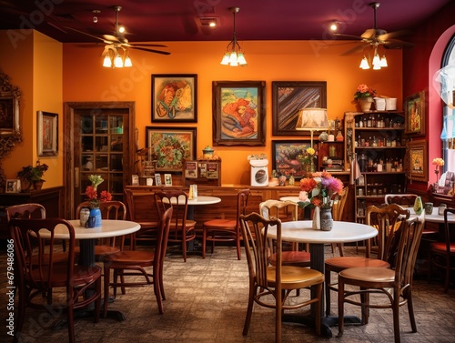 Caf   des Artistes  a bohemian-inspired coffee shop in Montmartre  features eclectic furniture  vintage artwork  and a shabby chic aesthetic.