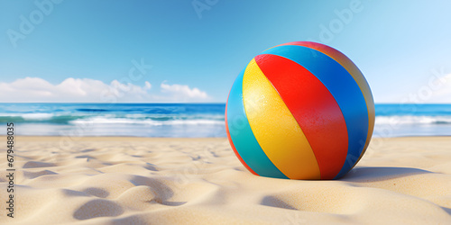 A Colorful Beach Ball Bouncing in the Sand Realist