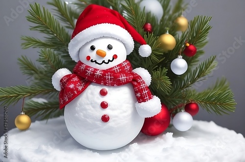 Snowman with Christmas tree