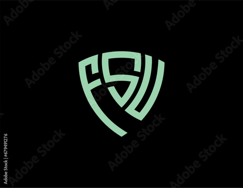 FSU creative letter shield logo design vector icon illustration