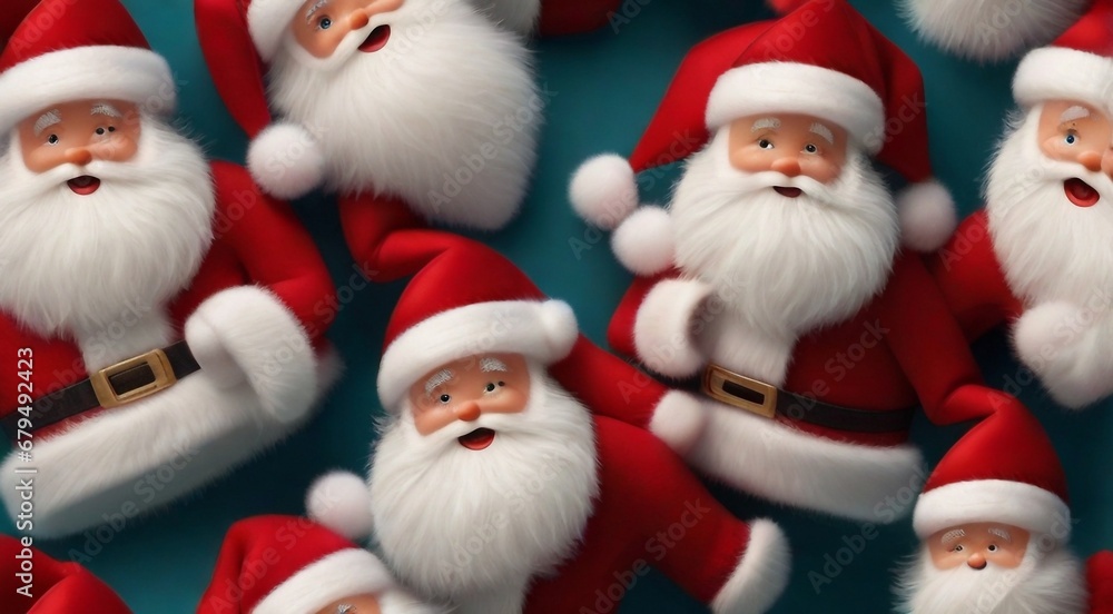santa claus with christmas decorations, christmas scene, santa claus face  on christmas background, christmas gifts