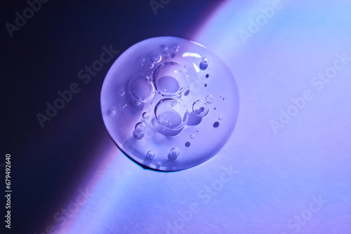 A drop of serum under ultraviolet light.