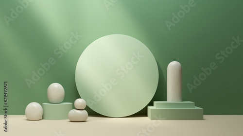 green easter eggs in a row pedestal for displaying products