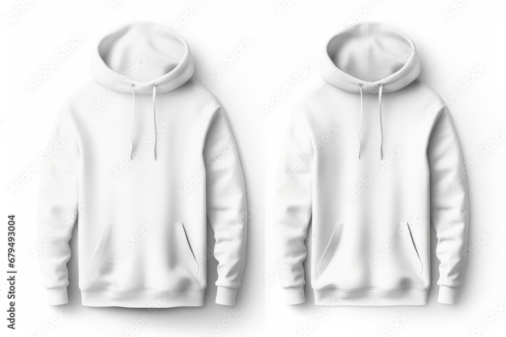 Blank white hoodie mockup, front and back view, vector illustration Blank white hoodie mockup, front and back view, vector illustration