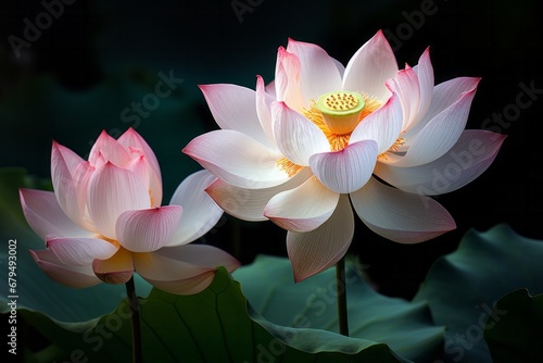 Beautiful lotus gracefully poised on dark backdrop