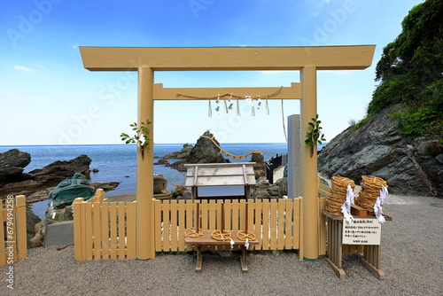 Futamiokitama Shrine near Sacred Meoto Iwa (Wedded Rocks) at Futami, Mie Prefecture, Japan
 photo