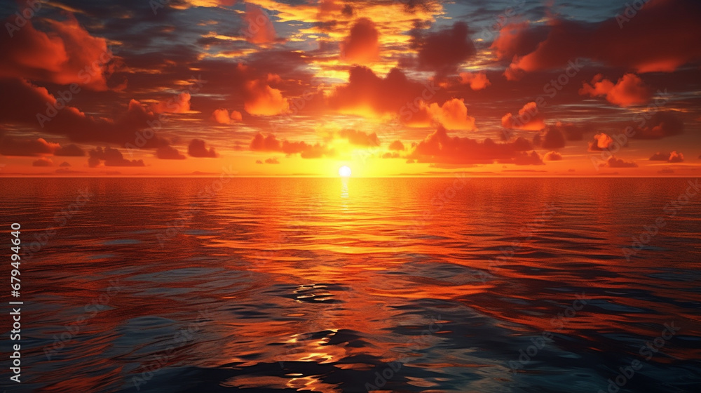 sunset in the sea HD 8K wallpaper Stock Photographic Image 