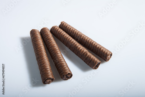 Brown filled tubes isolated on white background